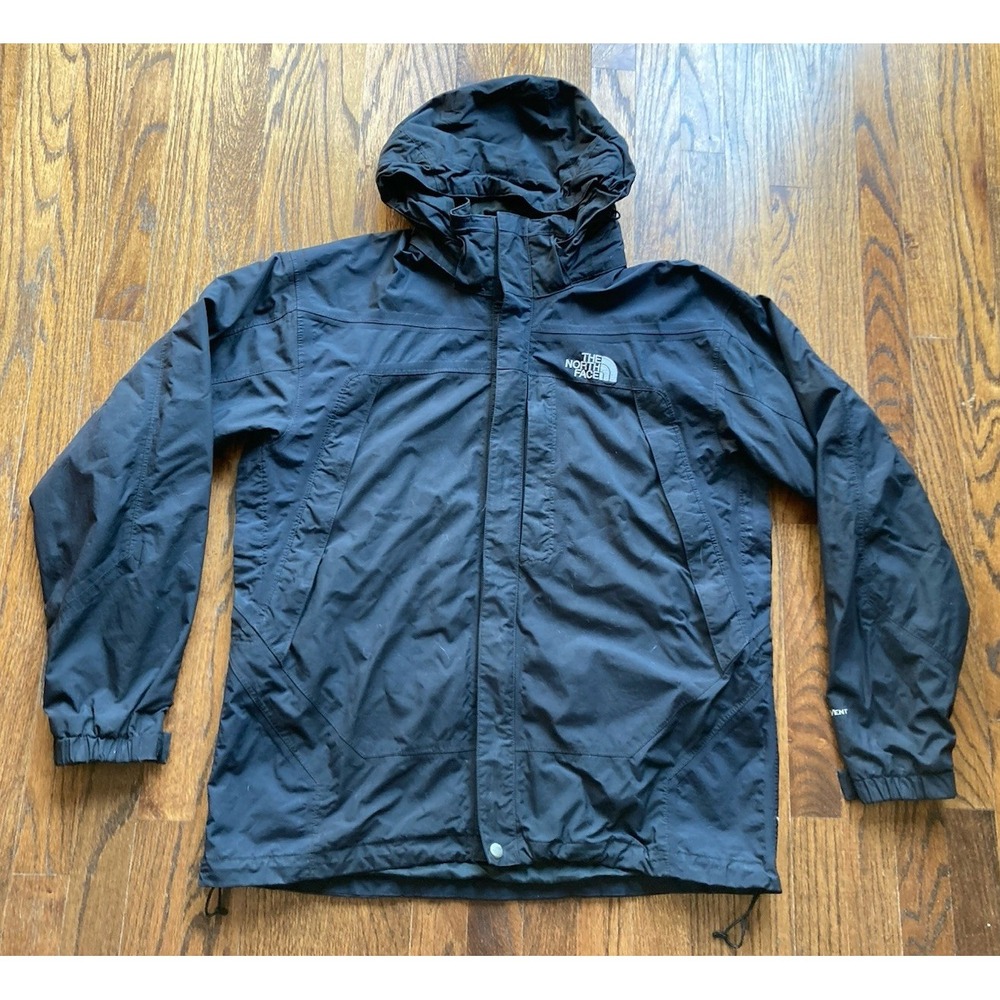 The North Face Rain Ski Jacket Mens Large Black Hooded Soft shell Snowboard
